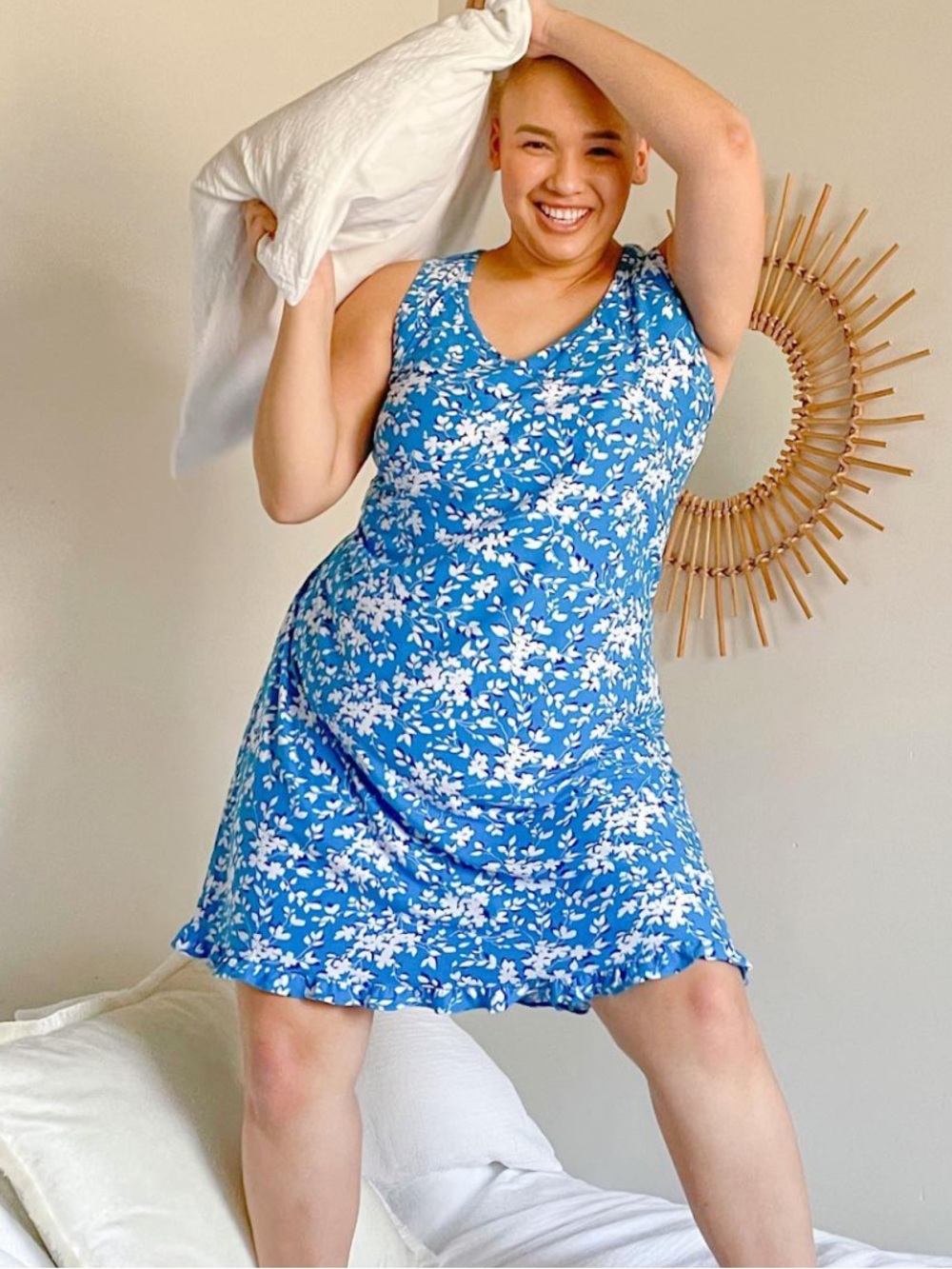 Draper James Blue Floral Ruffle CottageCore Sleep Dress Size XXL